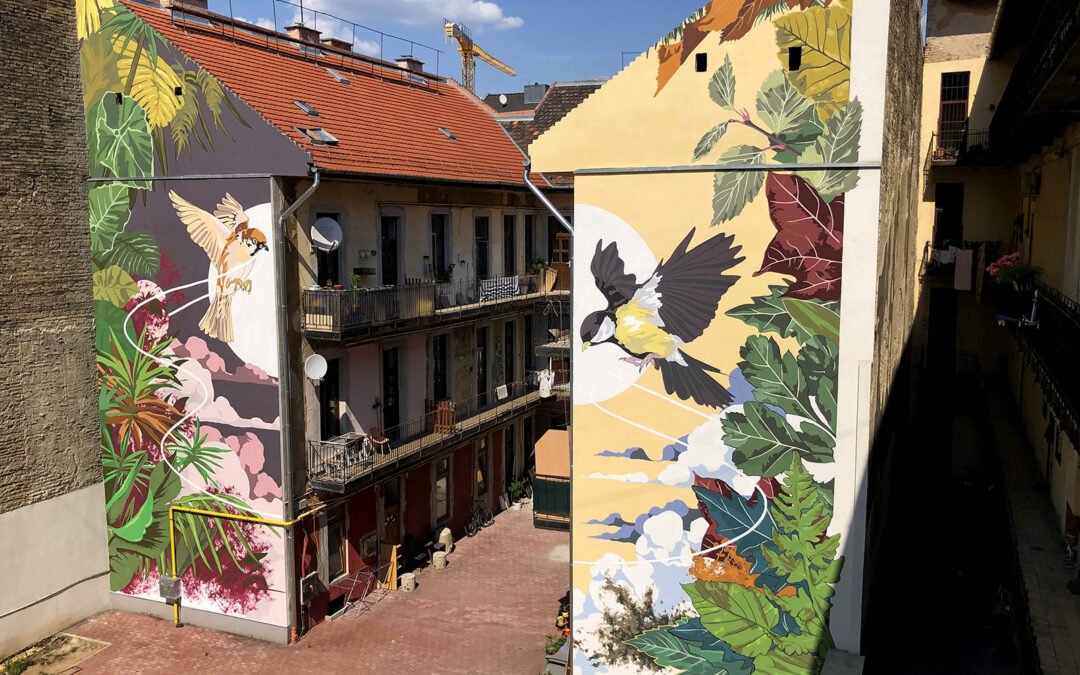 Veréb és cinege: a Neopaint legújabb falfestménye Budapesten