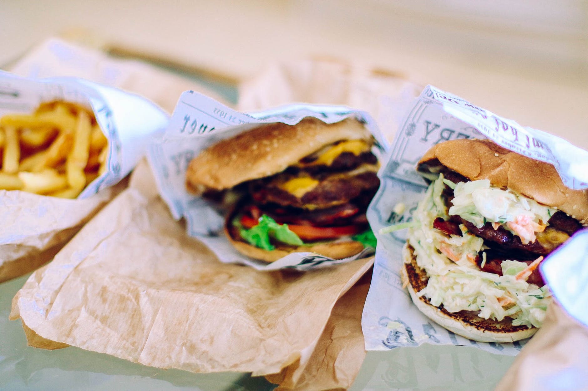 hamburgers and fries