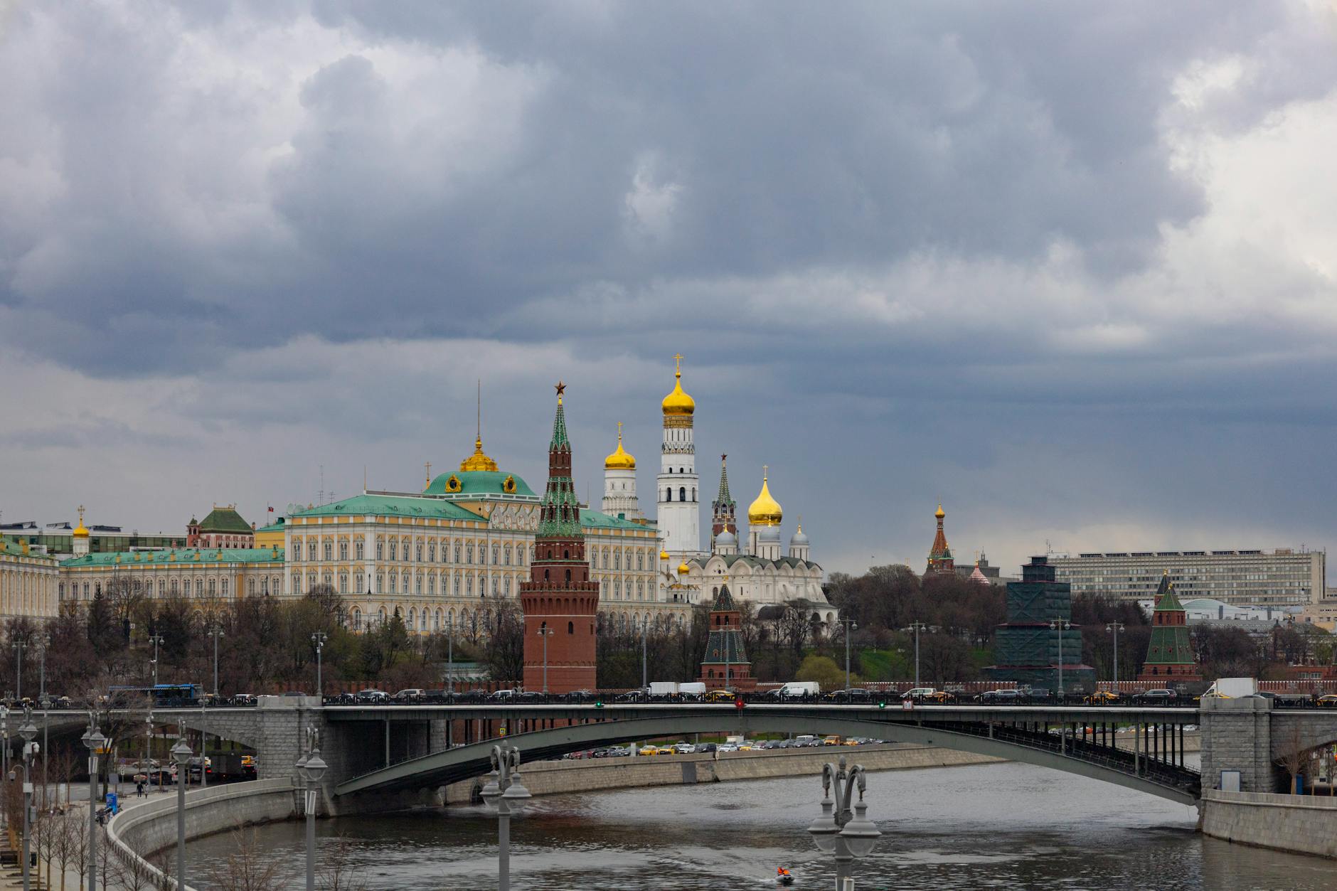 cityscape of moscow with kremlin in background