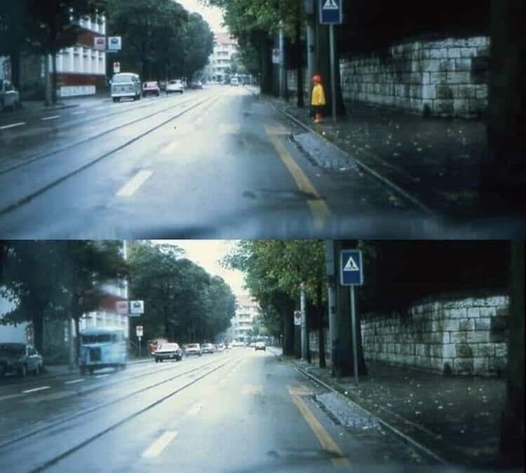 Mindkét képen van egy gyerek a zebránál! Igen, a második képen is